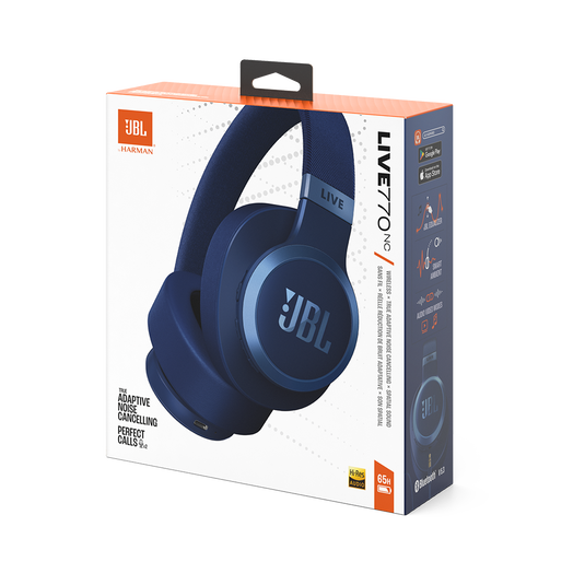 JBL Live 770NC Wireless Over Ear Noise Cancelling Headphones - Blue