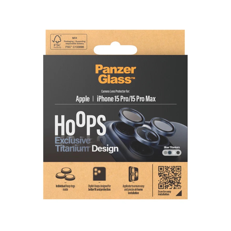 PanzerGlass Camera Lens Protector Hoops for iPhone 15 Pro/15 Pro Max - Clear