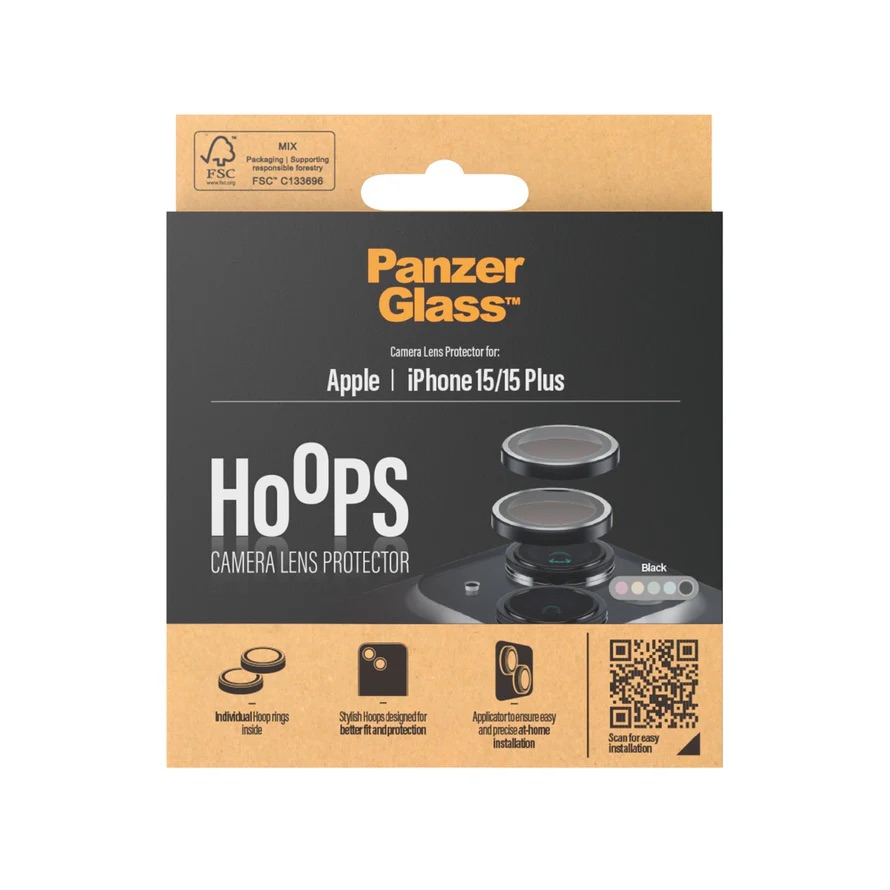 PanzerGlass Camera Lens Protector Hoops for iPhone 15/15 Plus - Black