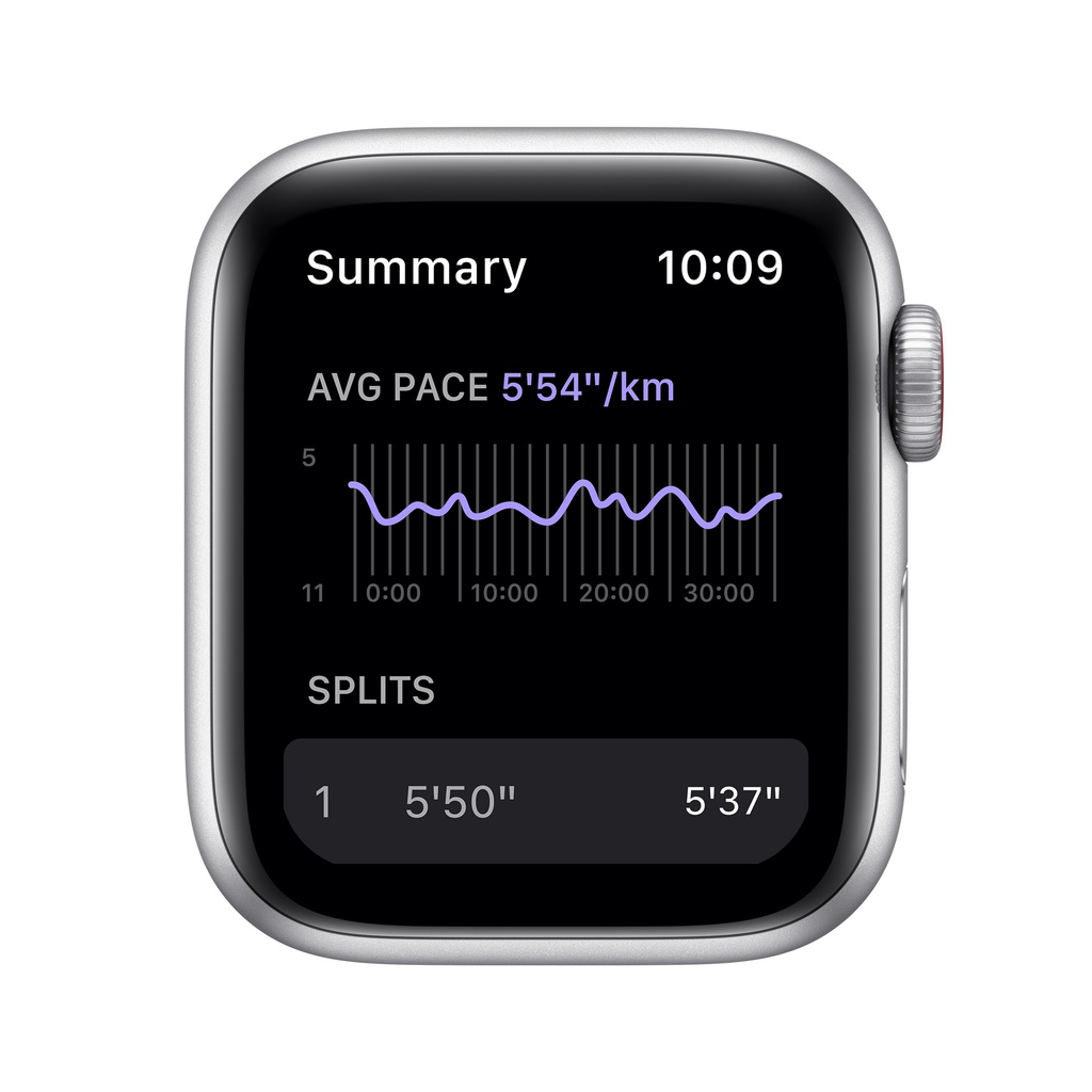 Apple Watch Nike SE GPS + Cellular, Silver Aluminium Case with Pure Platinum/Black Nike Sport Band - Regular