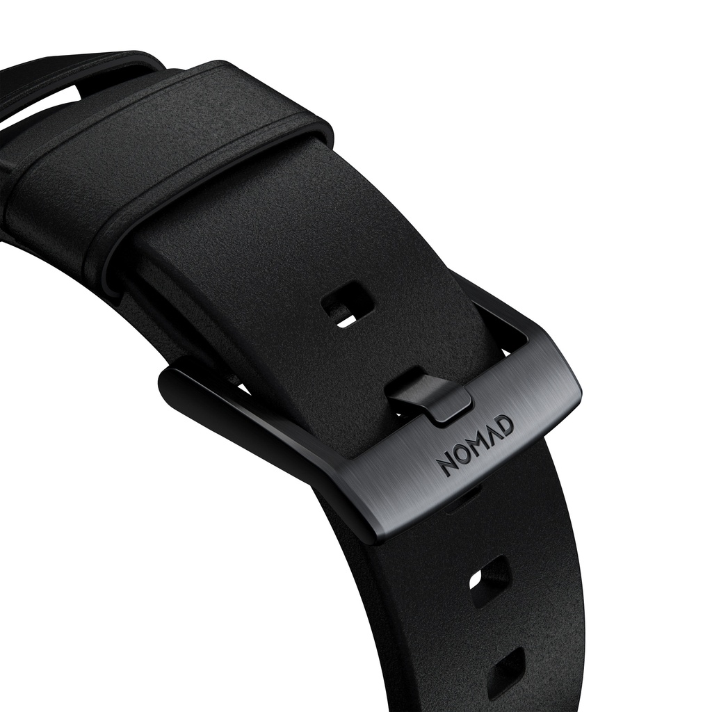 Nomad 42/44/45mm Modern Strap for Apple Watch - Black Hardware / Black Leather