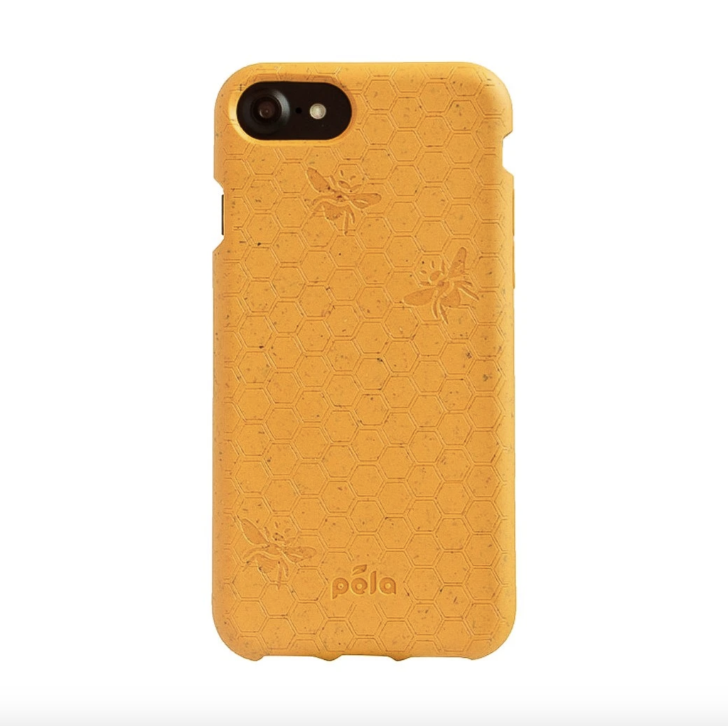 Pela Compostable Eco-Friendly Protective Case for iPhone SE (2nd & 3rd gen)/8/7/6S/6 - Yellow Honey Bee