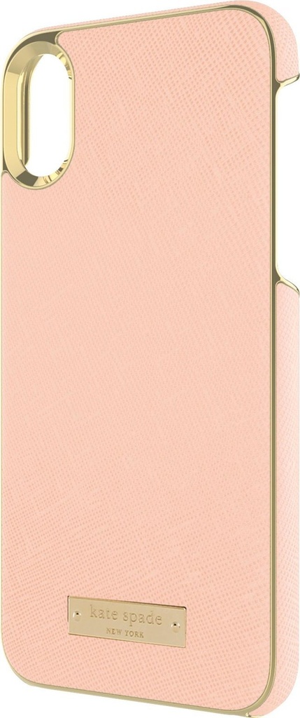 kate spade Wrap Case for iPhone XS Max - Saffiano Rose Gold/Gold Logo Plate