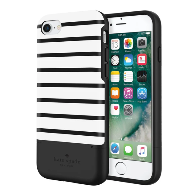 kate spade Credit Card Case for iPhone 7 -  Black / White Stripe