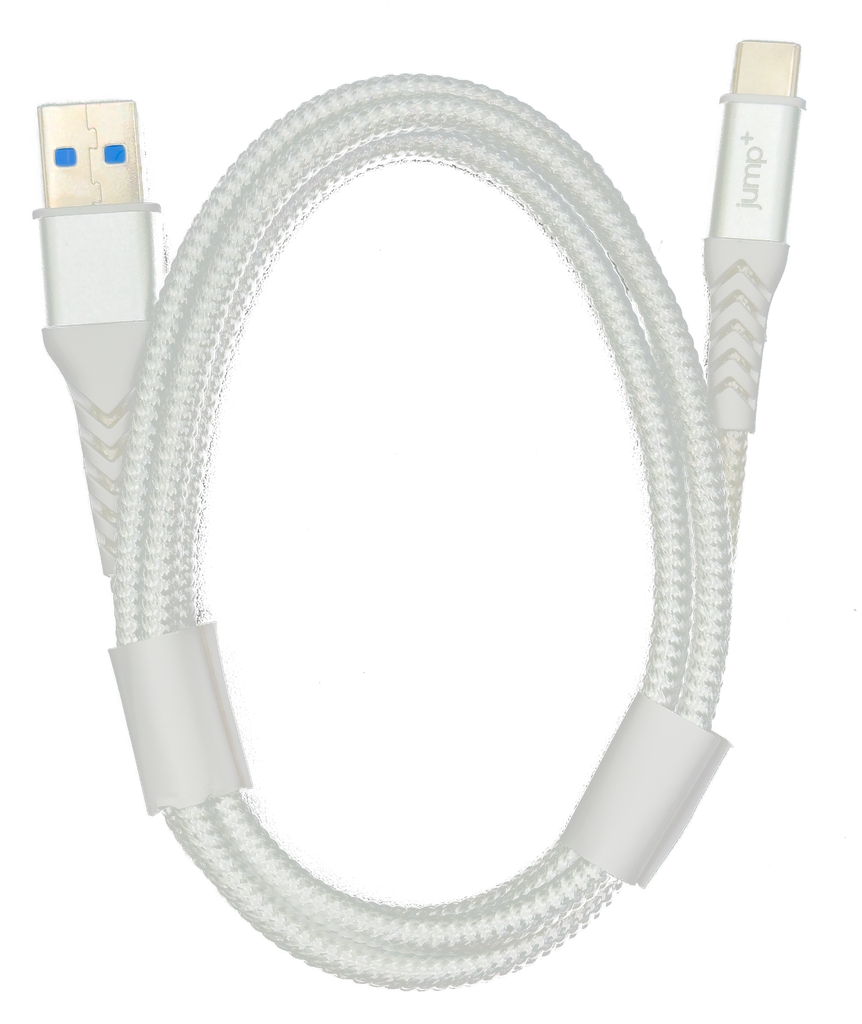 Jump+ USB-A to USB-C 1m Braided Cable - White