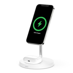 [WIZ010ttWH] Belkin BOOSTCHARGE Pro 2-in-1 Wireless Charger Stand with MagSafe 15W - White