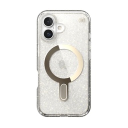 [150694-9221] Speck Case with ClickLock/MagSafe for iPhone 16 - Clear / Gold Glitter