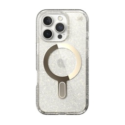 [150706-9221] Speck Case with ClickLock/MagSafe for iPhone 16 Pro - Clear / Gold Glitter